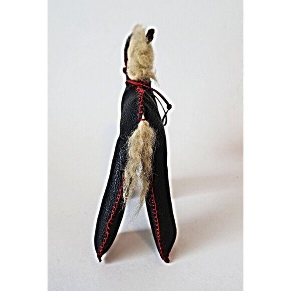 Vintage Black Faux Leather Donkey Hand Made Glass Eyes Small Toy 1940's - Picture 3 of 5